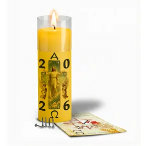 Vela Mini Círio da Família Ressuscitado Anjos Adoradores - 2026 Amarela