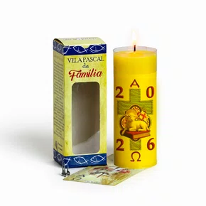 Vela Pascal da Família Cordeiro Marfim - 2026 Amarela
