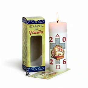 Vela Pascal da Família Cordeiro Marfim - 2026 Branca