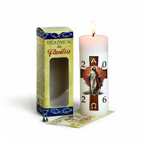 Vela Pascal da Família Cristo Cruz Marrom - 2026 Branca