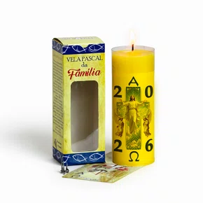 Vela Pascal da Família Ressuscitado Anjos Adoradores - 2026 Amarela