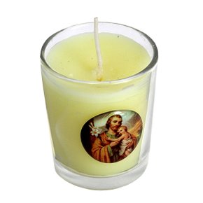 Vela São José Vidro Amarela - 6 cm x 5 cm