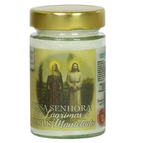 Vela Vidro Perfumada de Nossa Senhora das Lágrimas e Jesus Manietado