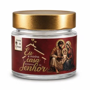 Vela Vidro Perfumada Eu e minha Casa Serviremos ao Senhor 