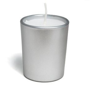 Vela Vidro Prata Vela Branca - 6 cm x 5 cm