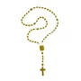 12 Unid - Terço Nylon Amarelo Leitoso Entremeio Sagrado Coração de Jesus e Nossa Senhora Aparecida