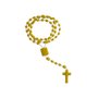 12 Unid - Terço Nylon Amarelo Leitoso Entremeio Sagrado Coração de Jesus e Nossa Senhora Aparecida