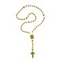 12 Unid - Terço Nylon Amarelo Leitoso Entremeio Sagrado Coração de Jesus e Nossa Senhora Aparecida