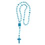 12 Unid - Terço Nylon Azul Claro Transparente Entremeio Sagrado Coração de Jesus e Nossa Senhora Aparecida