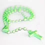 12 Unid - Terço Nylon Verde Claro Leitoso Entremeio Sagrado Coração de Jesus e Nossa Senhora Aparecida 27cm