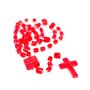 12 unid - Terço Nylon Vermelho Translucido Entremeio Sag Coração de Jesus e Nossa Senhora Aparecida