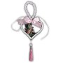 Adorno de Berço Anjo da Guarda Coração com Fita Rosa 35 cm x 7,5 cm