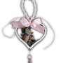 Adorno de Berço Anjo da Guarda Coração com Fita Rosa 35 cm x 7,5 cm