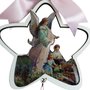 Adorno de Berço Anjo da Guarda Estrela com Fita Rosa 37 cm x 12 cm