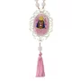 Adorno de Berço MDF de Nossa Senhora Aparecida Infantil Rosa Pérola Branca