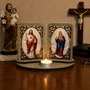 Adorno de Mesa do Sagrado Coração de Jesus e Imaculado Coração de Maria - 14 cm x 20 cm