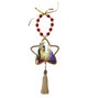Adorno de Porta Estrela Sagrada Família Contas Dourado e Vermelho - 36 cm x 12 cm