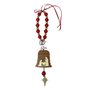 Adorno de Porta Sagrada Família e Anjo Sino Dourado Vermelho - 22 cm x 6,5 cm