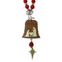 Adorno de Porta Sagrada Família e Anjo Sino Dourado Vermelho - 22 cm x 6,5 cm