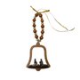 Adorno de Porta Sino Sagrada Família Contas Marrom e Dourado - 21 cm x 9 cm
