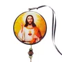 Adorno Duplo Redondo Sagrado Coração de Jesus em MDF