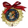 Adorno Mandala de Porta Natal Sagrada Família em Dourado 12cm