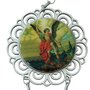 Adorno Mandala de Porta São Miguel Arcanjo Flor de Madeira 2 Medalhas 22,5 x 10,5