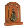Adorno Mesa de Madeira Nossa Senhora Aparecida Metal Ouro Velho Strass - 15 cm x 12 cm