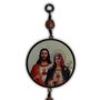 Adorno Redondo de Porta Sagrado Coração de Jesus e Imaculado Coração de Maria 2 Medalhas 36 cm x 7,5 cm