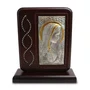 Adorno Virgem Dourado e Prata Madeira Mesa Strass 17 cm