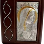 Adorno Virgem Dourado e Prata Madeira Mesa Strass 17 cm