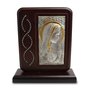 Adorno Virgem Dourado e Prata Madeira Mesa Strass 17 cm