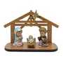 Cabana Natal MDF Com Sagrada Família Infantil de Resina