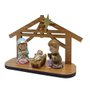 Cabana Natal MDF Com Sagrada Família Infantil de Resina