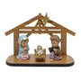 Cabana Natal MDF Com Sagrada Família Infantil de Resina