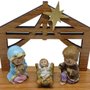 Cabana Natal MDF Com Sagrada Família Infantil de Resina