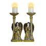 Candelabro 2 Anjos Dourados Rezando - 31 cm