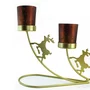 Candelabro Natalino 3 Copos Dourado - 16 cm x 27 cm