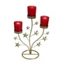 Candelabro Natalino 3 Copos Vermelho com Vela - 33 cm