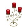 Candelabro Natalino 3 Copos Vermelho com Vela - 33 cm