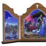 Capela Aberta Natal Estrelado MDF 17 cm x 29 cm