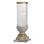 Castiçal em Resina Base Trabalhada Branco e Dourado - 26 cm