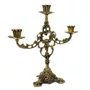 Castiçal Três Velas Trabalhado Bronze - 30 x 31 cm