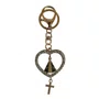 Chaveiro de Nossa Senhora Aparecida Mosquete Coração Dourado Strass