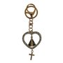 Chaveiro de Nossa Senhora Aparecida Mosquete Coração Dourado Strass
