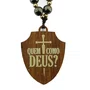 Chaveiro de Madeira São Miguel Arcanjo Mosquete Dourado