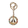 Chaveiro Nossa Senhora Aparecida Redondo Dourado Strass Colorido
