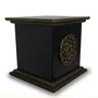 Coluna Pedestal de Madeira Preta para Imagens e Detalhe Ouro Velho - 40 cm x 42 cm