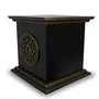 Coluna Pedestal de Madeira Preta para Imagens e Detalhe Ouro Velho - 40 cm x 42 cm