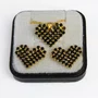 Conj Brinco e Pingente Coracao Strass Preto